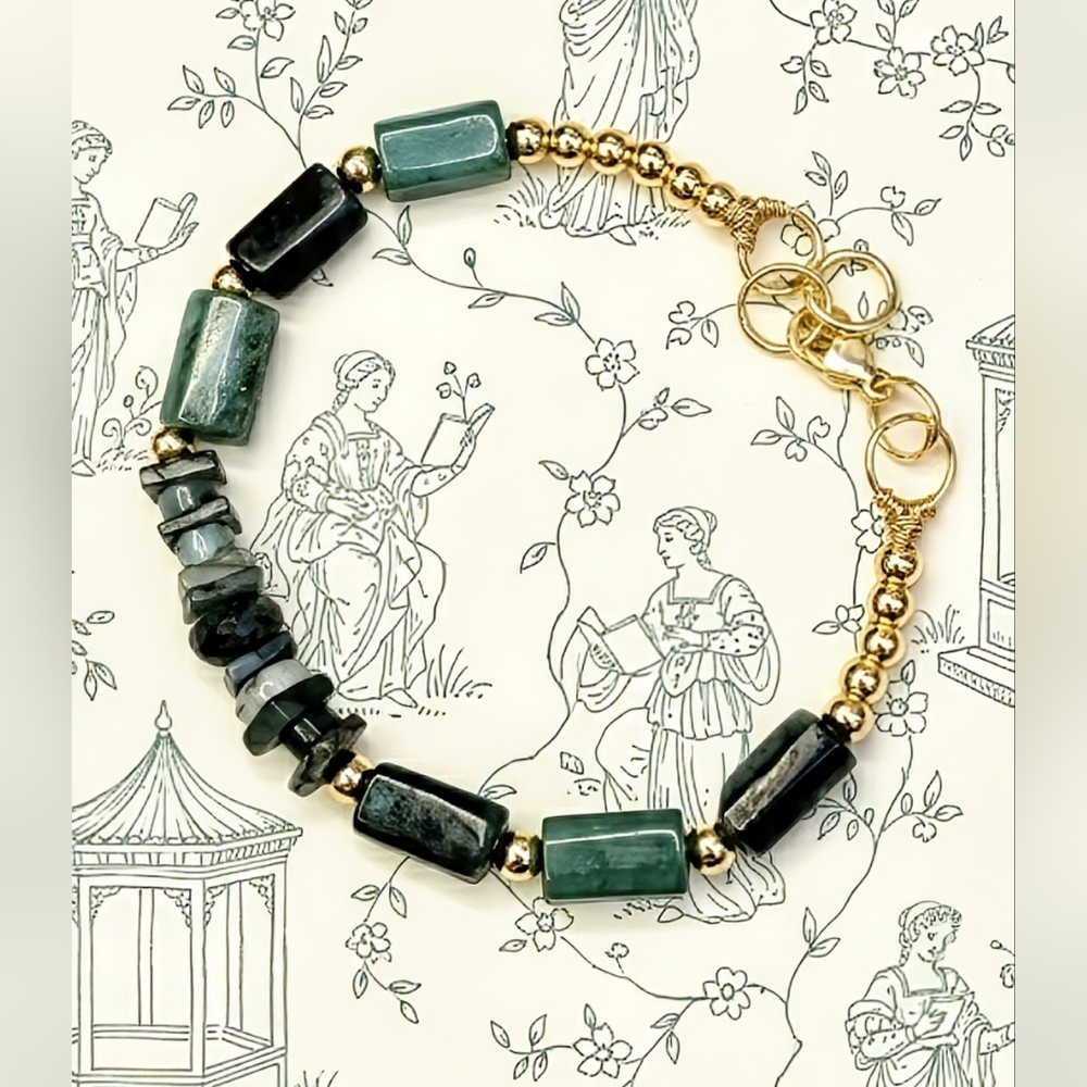 Genuine Green Emerald  Bracelet With Beads & Chips An Artisan Handmade Design